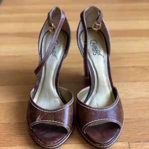Carlos brown worm leather wedges!